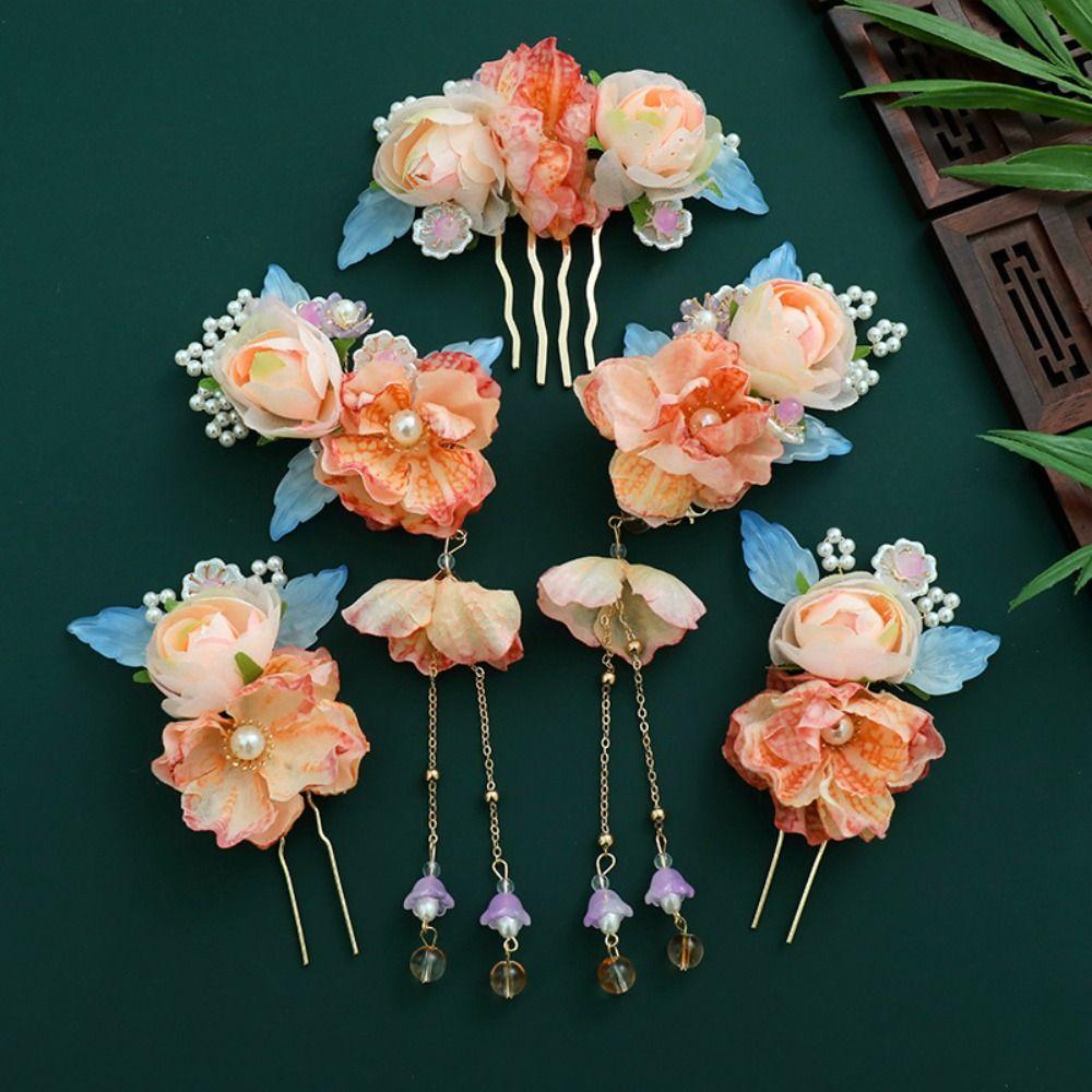 Набор шпилек для волос в китайском стиле с жемчугом и кисточками, классические аксессуары для волос для девочек в стиле ханьфу