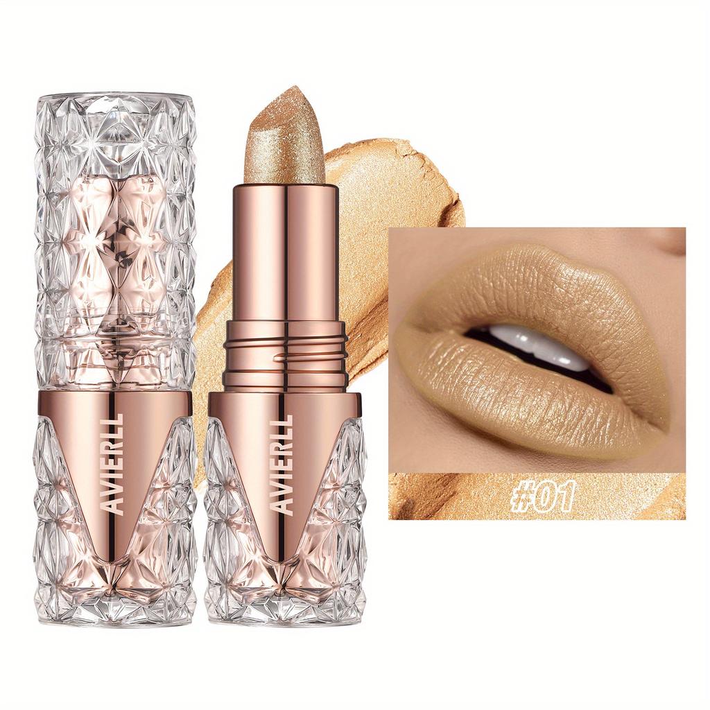Shimmering Lipstick Long-Lasting Waterproof Lipstick Smooth Texture Full Coverage Glitter Lipstick Available In Black Golden Red Pink Lip Makeup