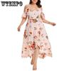 Летнее платье большого размера для женщин, большие размеры, пляжный отдых, сексуальная юбка-бретелька с цветочным принтом, богемное повседневное мини-платье большого размера