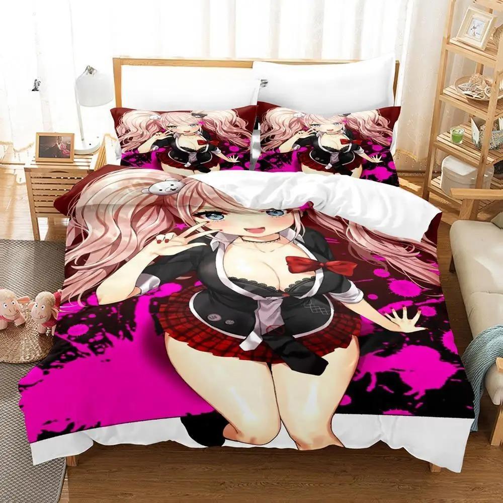 Модный комплект постельного белья в стиле аниме Danganronpa, пододеяльник, одеяло, комплект постельного белья, пододеяльник, наволочка, размер King Queen Twin, для мальчиков и девочек, для взрослых