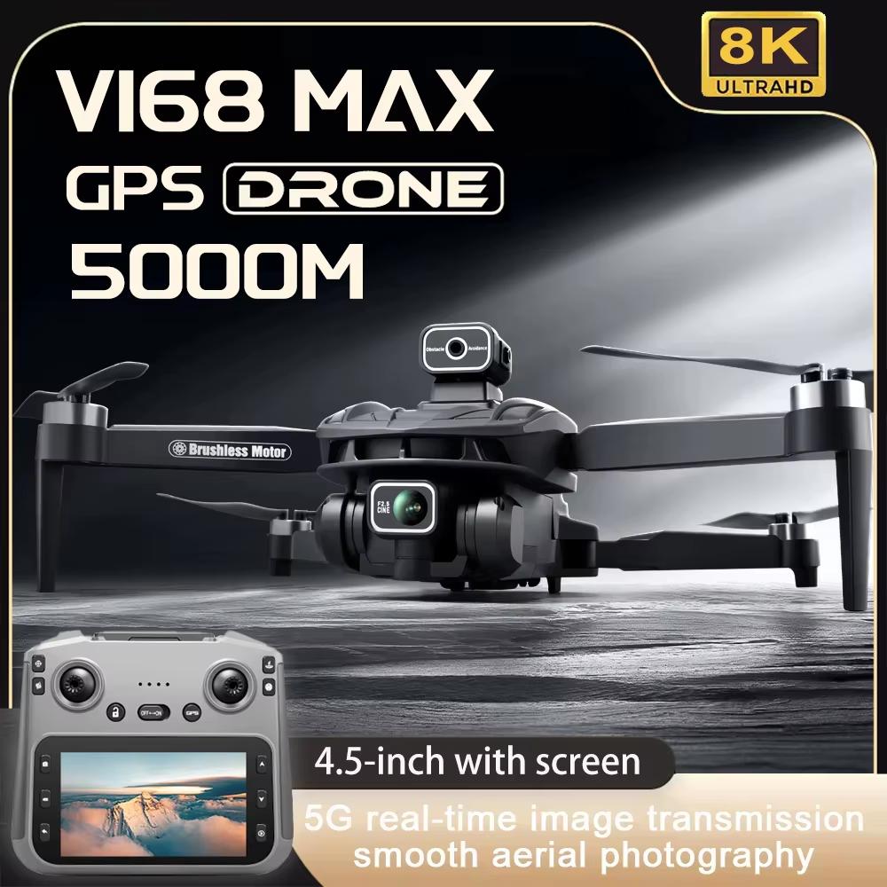 2025 Новый V168 MAX GPS Профессиональный Дрон 8K ESC HD Двойная Камера WIFI FPV Обход Препятствий Большой Экран Складной Бесщеточный RC Квадрокоптер Игрушка Подарок
