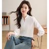 Cotton Jacquard V-neck Women's Shirt Spring New Casual Simple Texture Thin Women's Shirt