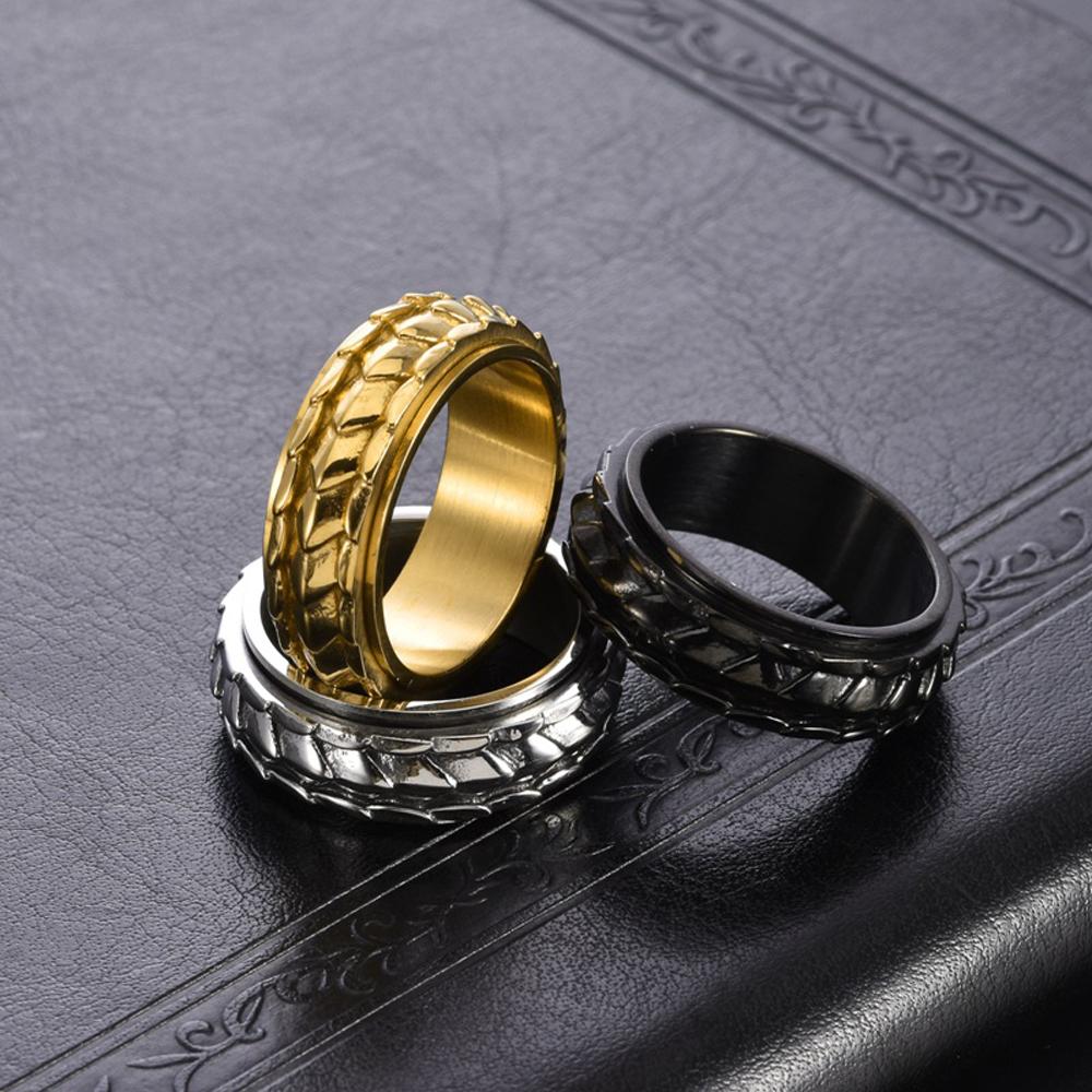Оригинальное Мужское Кольцо Чешуя Дракона Сладкий и Крутой Стиль Вращающееся Кольцо-Спиннер из Титановой Стали Ювелирное Украшение Аксессуар