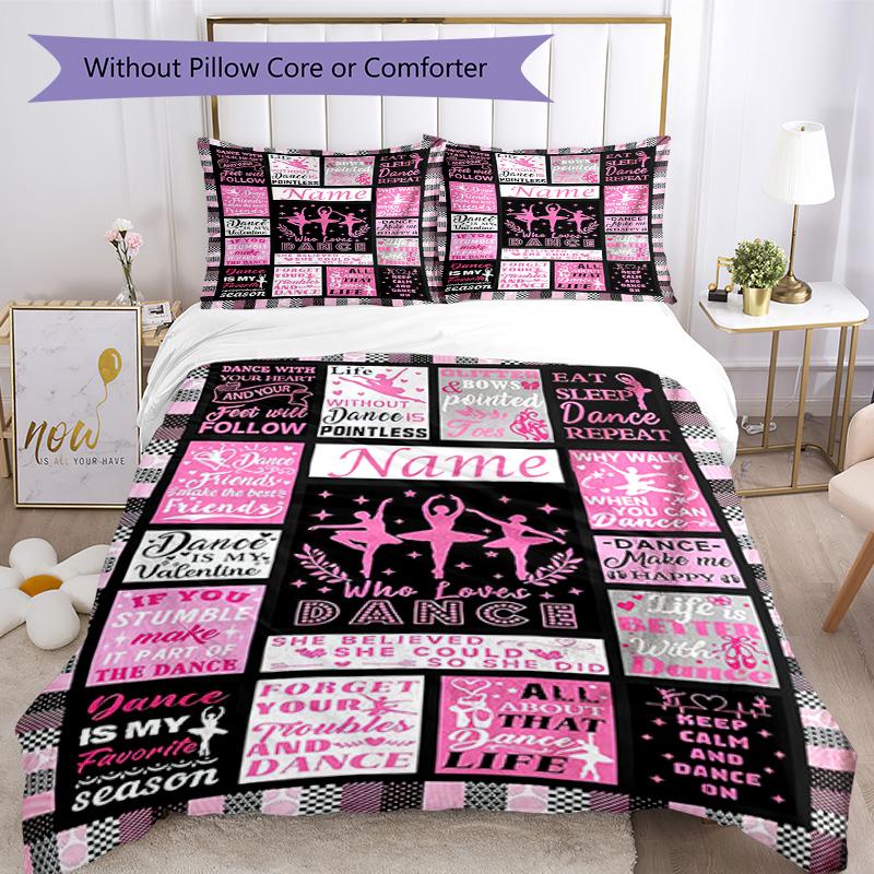 Love Dancing12 Customize Your Name Bedding Set Breathable Duvet Cover With Pillowcases Decorative Bed Linen For Bedroom Home Decoration Birthday Gift