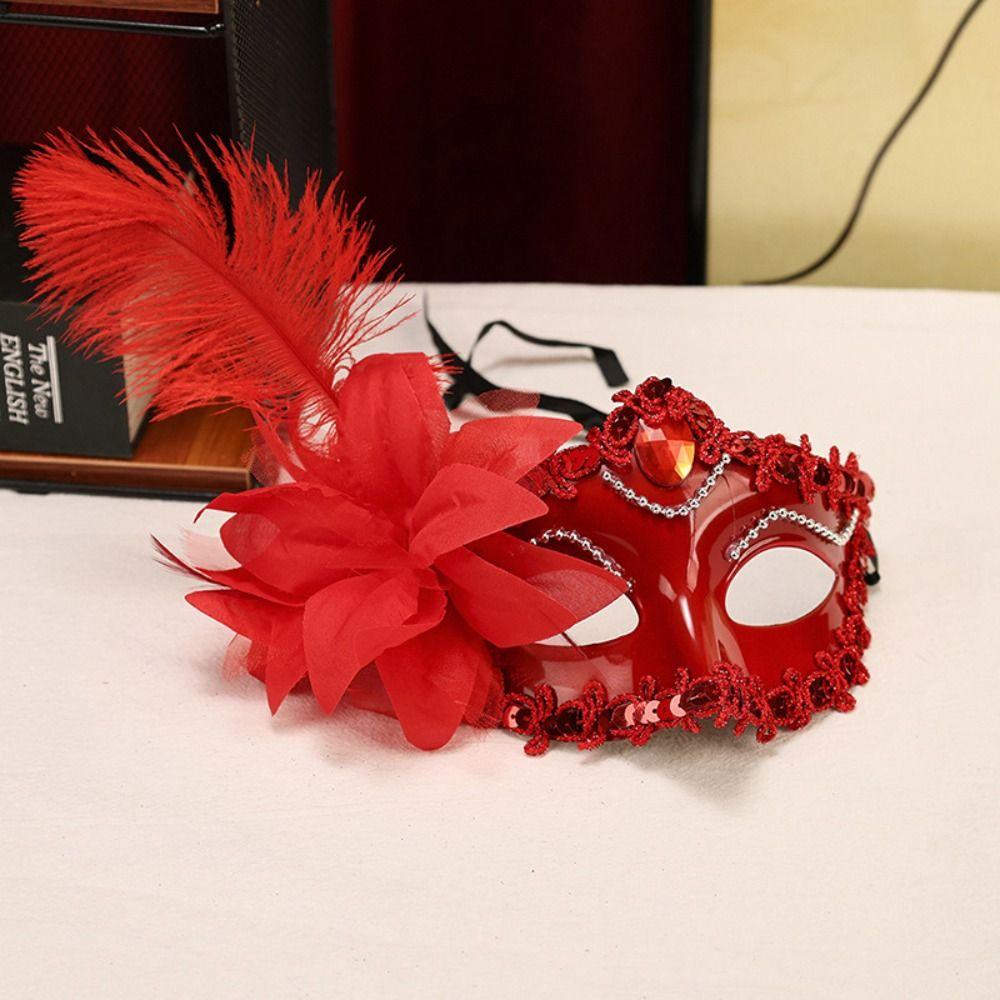 Multicolor Half-Face Mask Flower Masquerade Ball Mask Novelty Feather Mask Girl