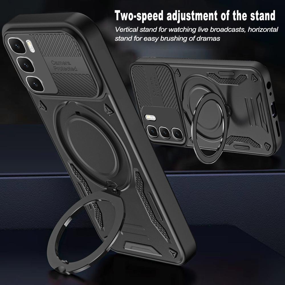 For Infinix Hot 60i 4G / 60 5G Magnetic Case Shockproof TPU + PC Phone Back Cover with Kickstand