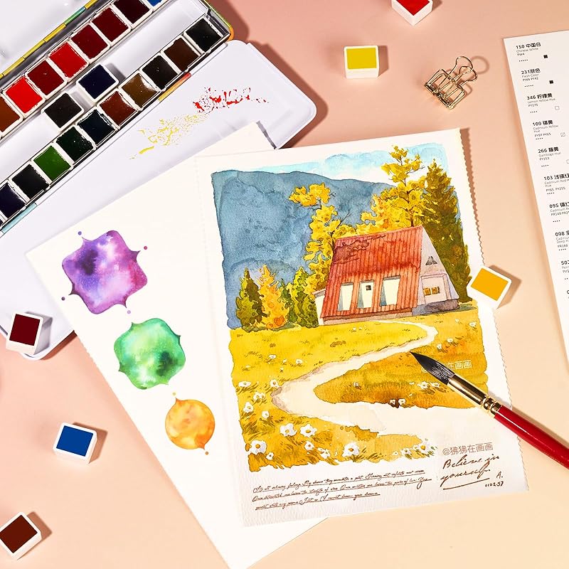 Paul Rubens Watercolor Paint Set, 24 Colors Solid Watercolor Paints, Easy to Blend and Diffuse Watercolor Palette, Compact and Portable Travel