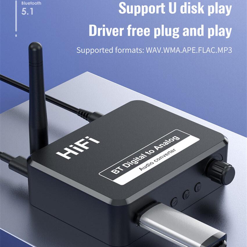 Bluetooth 5,1 приемник U-диск цифро-аналоговый аудиоконвертер Spdif оптическое волокно до 3,5 мм AUX 2 RCA усилитель динамик автомобильный комплект