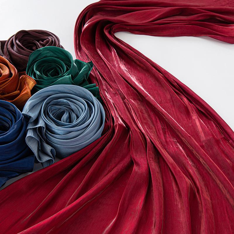 Women Light Weight Plain Shimmery Chiffon Crepe Crinkle Shawl Wraps Lady Solid Color Muslim Hijabs Shiny Shimmer Hijab Scarf