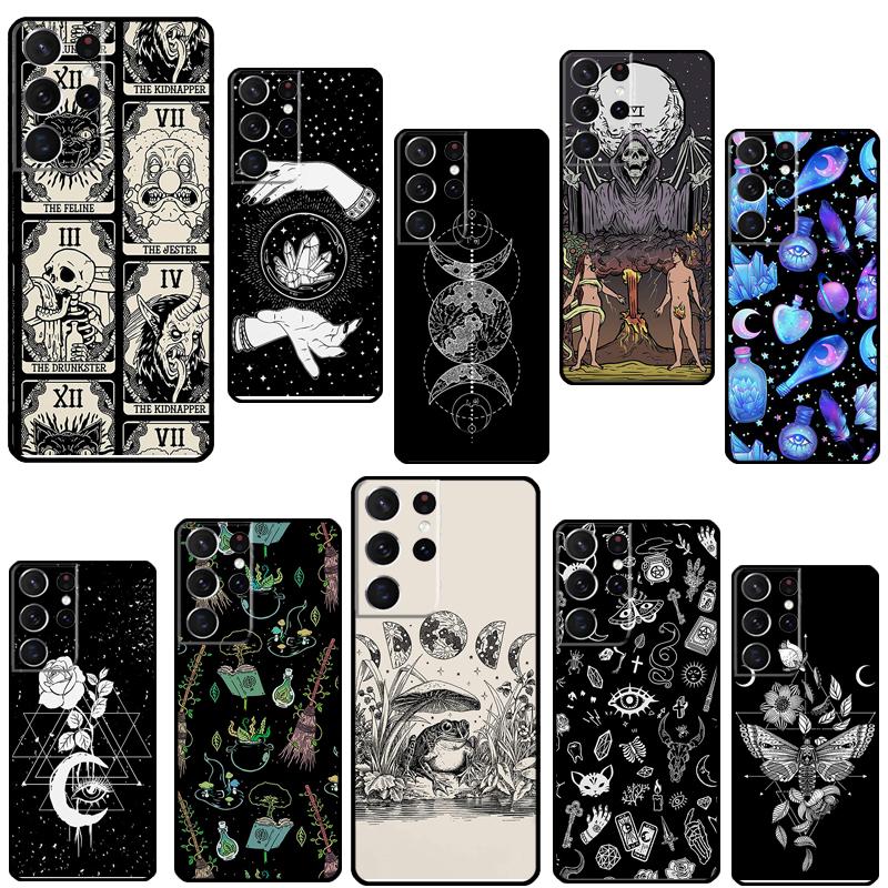 Occult Witchcraft Moon Gothic Witch Phone Case For Samsung Galaxy S22 Ultra S8 S9 S10 Plus Note 20 Ultra S20 FE S21 Ultra
