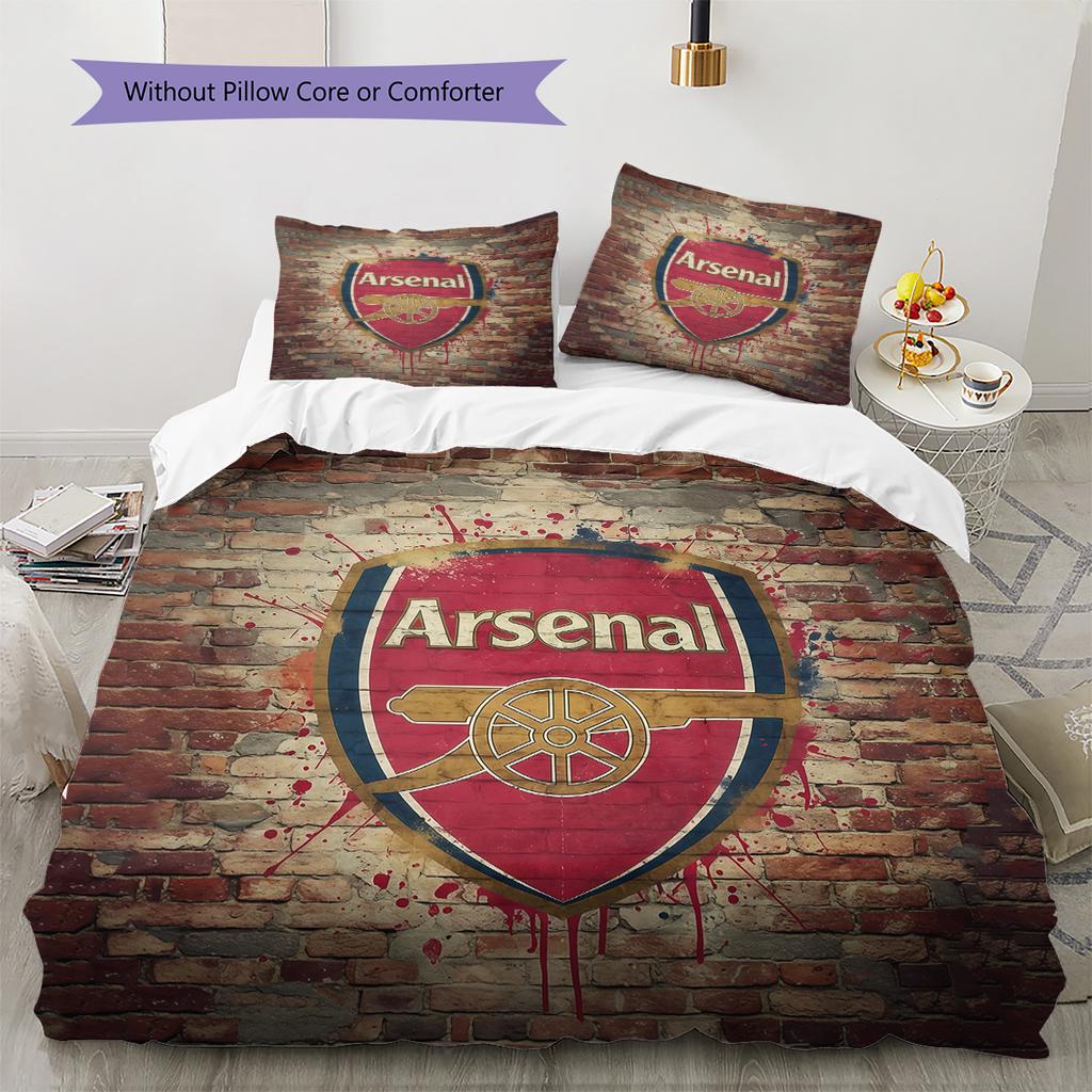 Arsenal Football Club Pattern Bedding Quilt Set Home Decoration Gift (1 * duvet cover + 2 * pillowcase without core)