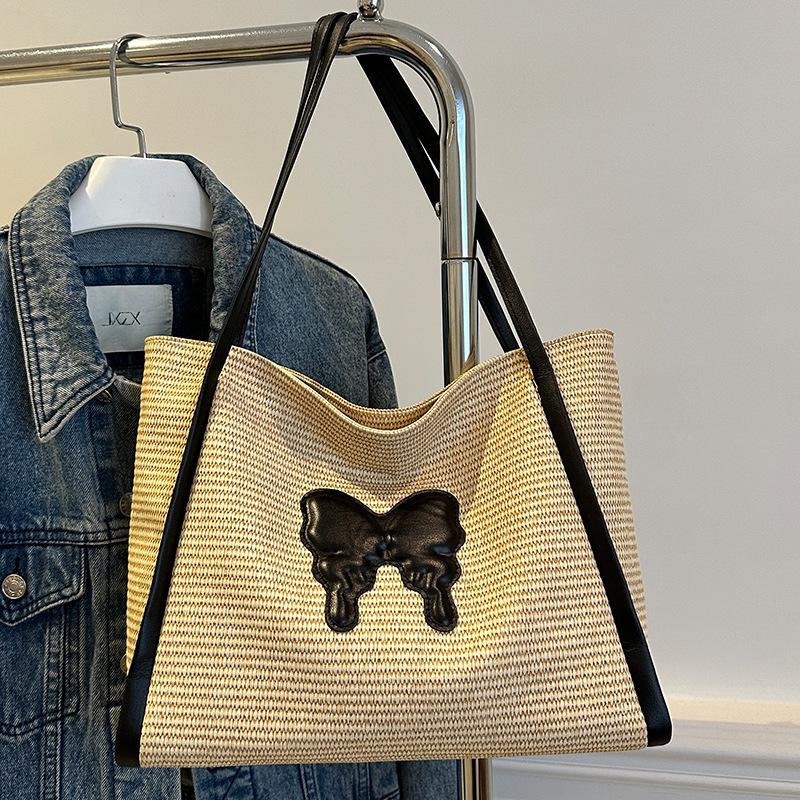 Летняя популярная соломенная сумка-ведро для женщин, модная сумка для поездок на работу, женская пляжная сумка для отдыха на море