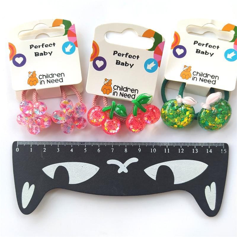 Милые мультяшные эластичные резинки для волос для детей с дизайном звезды, цветка и винограда - 2 штуки