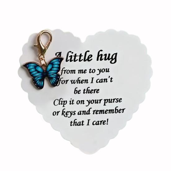 Подвеска-бабочка с вдохновляющей карточкой Эмоциональная поддержка Карманные обнимашки Брелок-подвеска в виде бабочки Украшение для кошелька Рождественский подарок на день рождения Подарок для поддержки