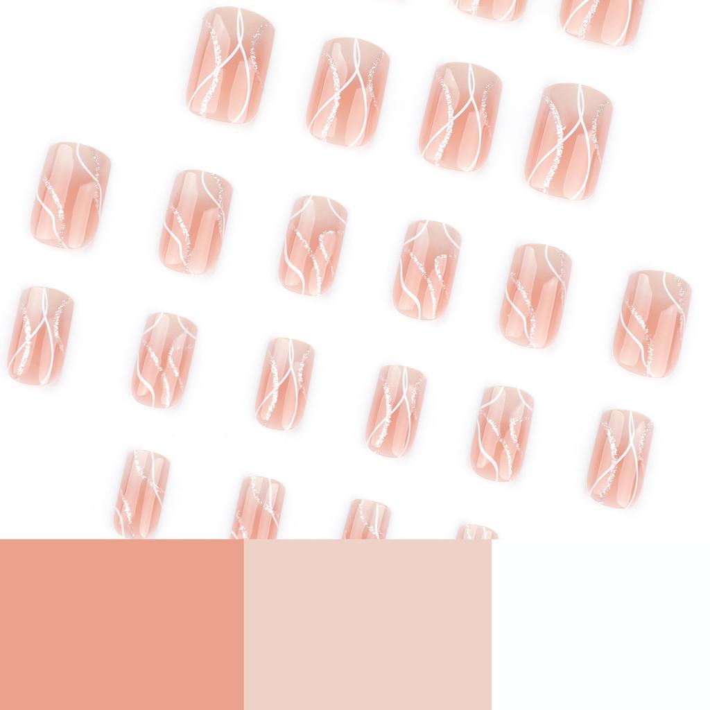 24 шт. Белый волнистый маникюр французский белый постепенный переход накладные ногти короткий квадратный ноготь накладные ногти