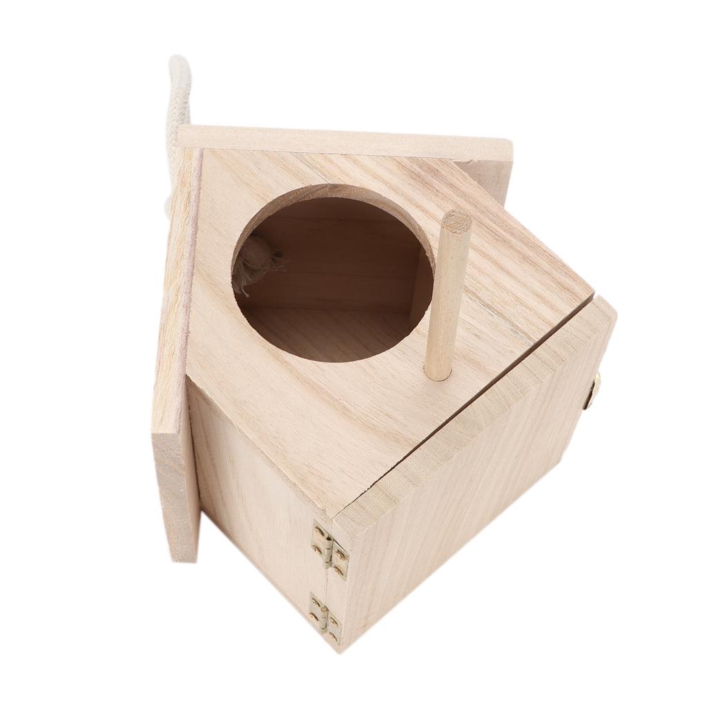 Wooden Bird House with Perch Outside Hanging Natural Wood Bird House for Small Birds