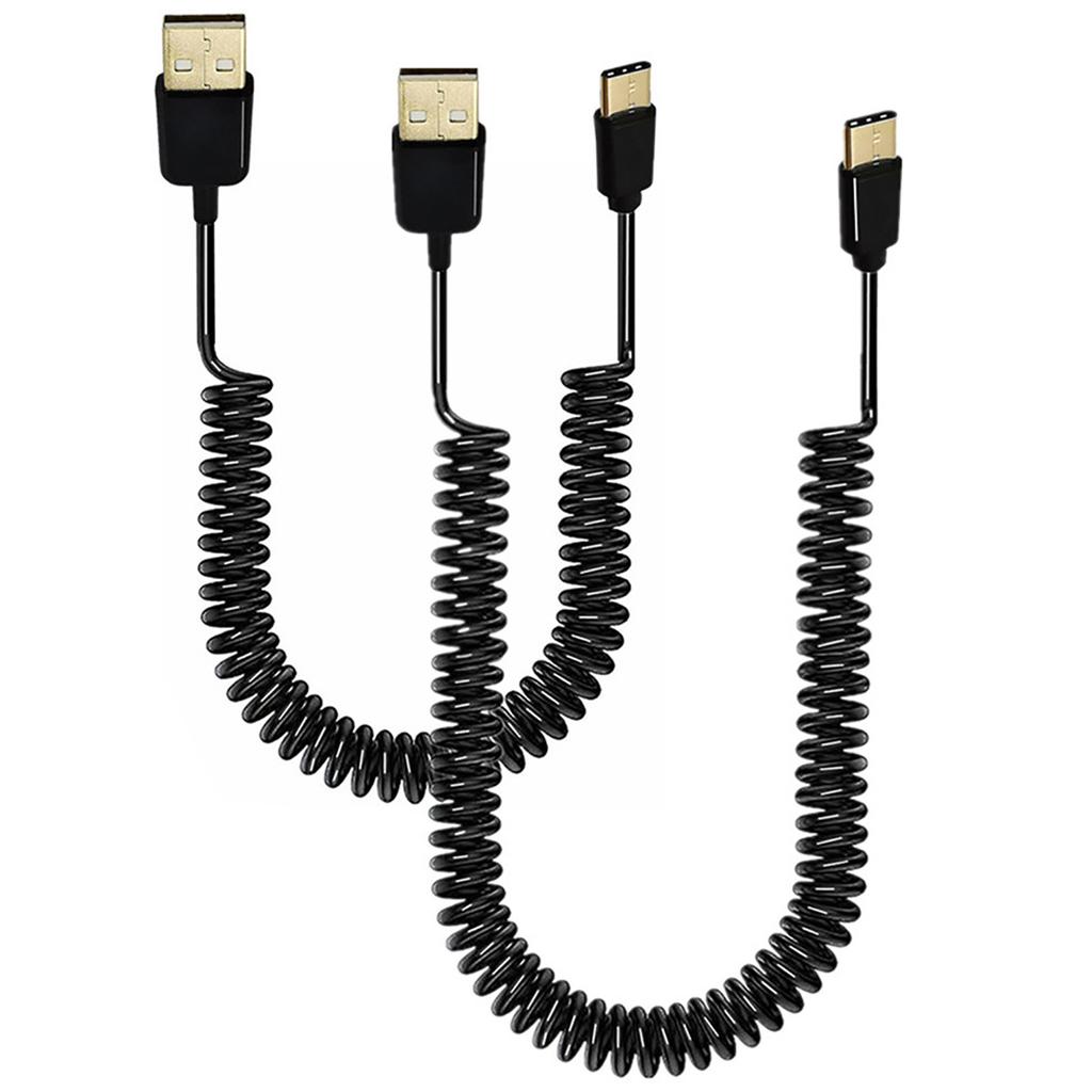 USB 3.1 Type-C Male to USB 2.0 Male Spirals Coiled Adapter Cable Spring Telescopic Extension Cable For Data Sync Charger