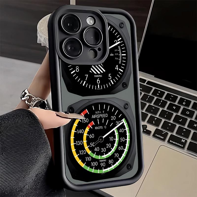 Aircraft Instrument Cockpit Radar Phone Case for iPhone 16 17 Air 16E 15 Pro Max 14 Plus 13 12 Mini Capa Soft Shell Silicone Fun