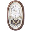 Clock AM260A Analog Wall Clock with 16 Decorative Brown Marble Pattern Radio-Controlled Melodies, Pendulum,
