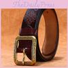 Premium Leather Belt Brass Pin Buckle Trendy Waist Accessory Decoration Daily