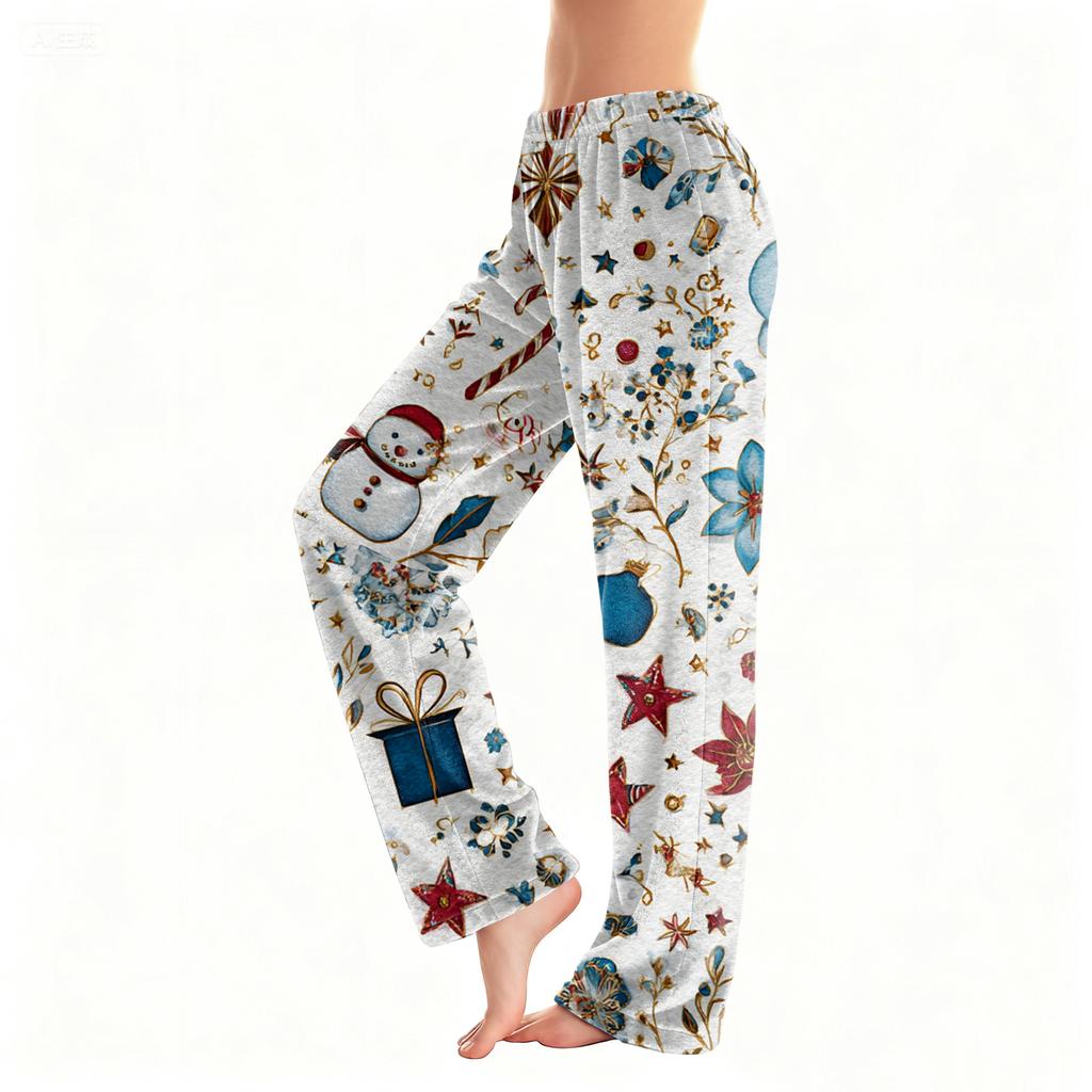 Женские повседневные модные фланелевые брюки с рождественским принтом, пижамные брюки