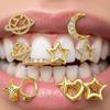 Hollow Star Moon Shape Grillz HipHop Planet 5pcs Tooth Grillz Bling CZ Inlaid Rapper Party Teeth Cap Fashion Mouth Decoration