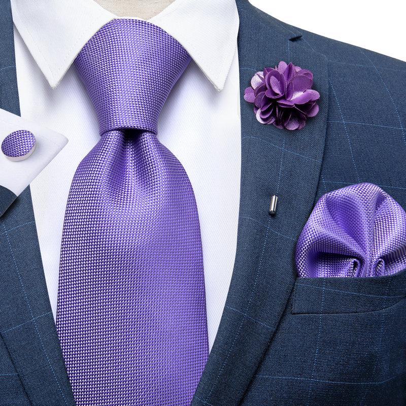 Classic 8.5cm Necktie Set for Men Striped Tie Silk Tie With Brooch Pin Hanky Cufflink Business Party