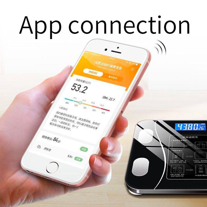 Новые весы для измерения жира в организме, умные беспроводные цифровые весы для ванной комнаты, анализатор состава тела, Bluetooth
