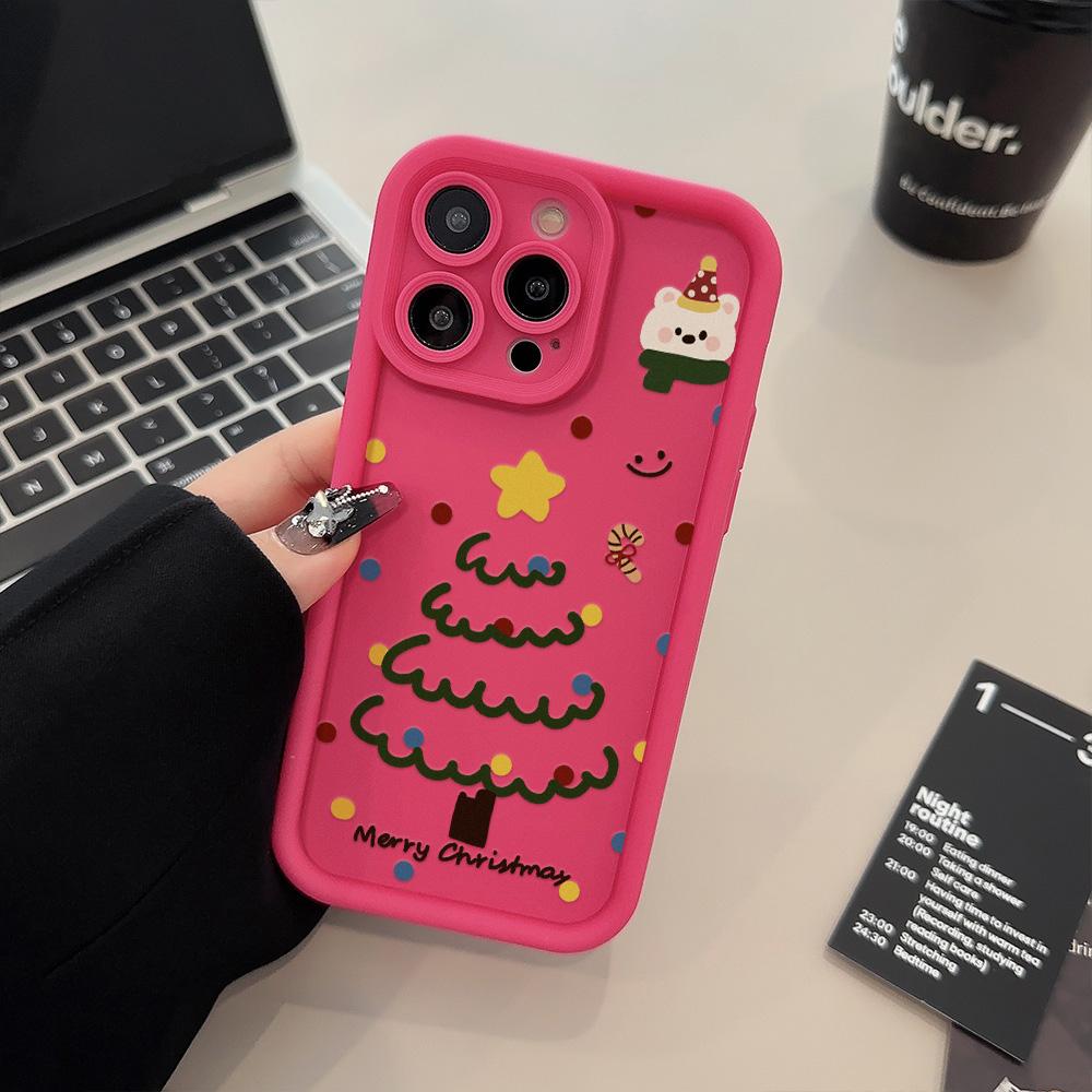 Рождественский чехол для iPhone 11 13 12 14 15 16 Pro Max XR XS Samsung A15 A55 A05 Redmi 12 13C OPPO A16 A18 Reno 11 Vivo Y17S Y12 infinix note 40