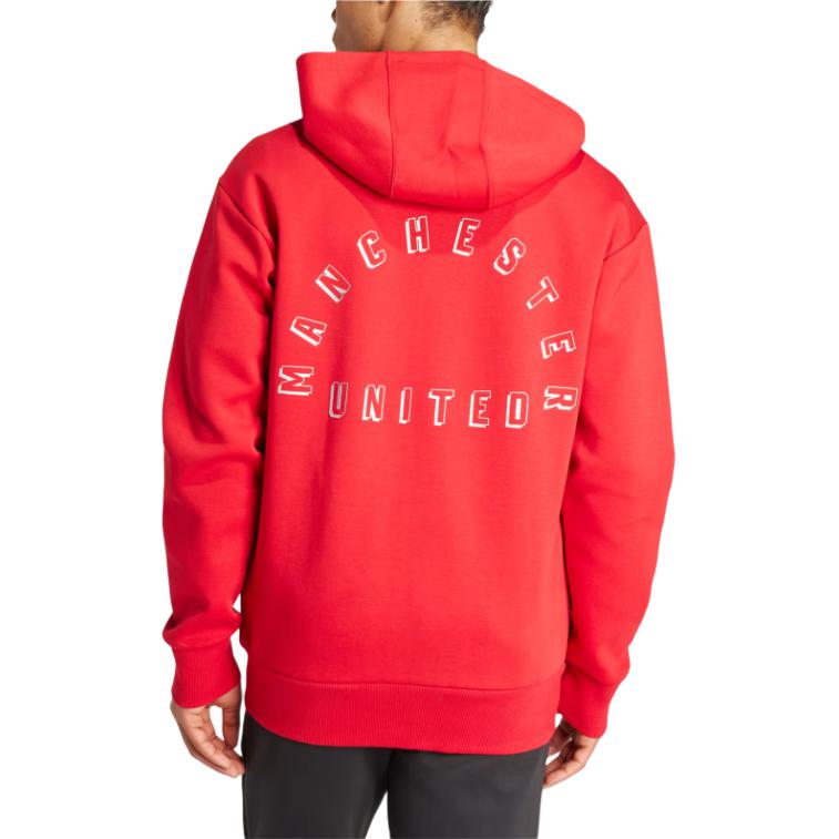 Adidas Куртка-гимн Манчестер Юнайтед с буквенным принтом, удобная, повседневная, спортивная толстовка с капюшоном, мужская куртка, красная, IT4187