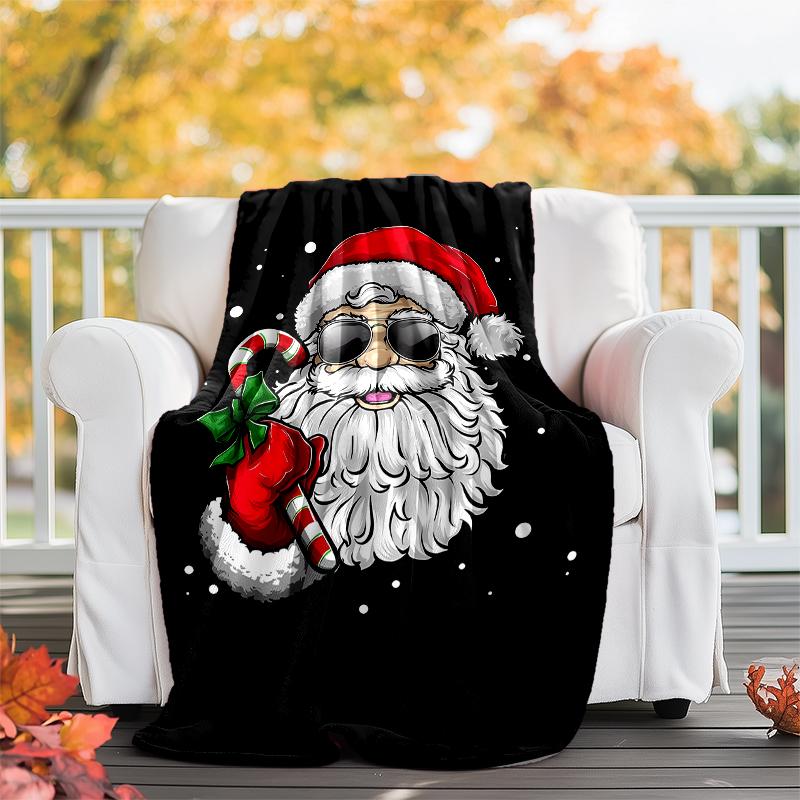 Christmas Santa Claus Theme Printed Blanket - Perfect for Couch, Bed, Travel & Outdoor Use | Machine Washable, Cozy & Durable.