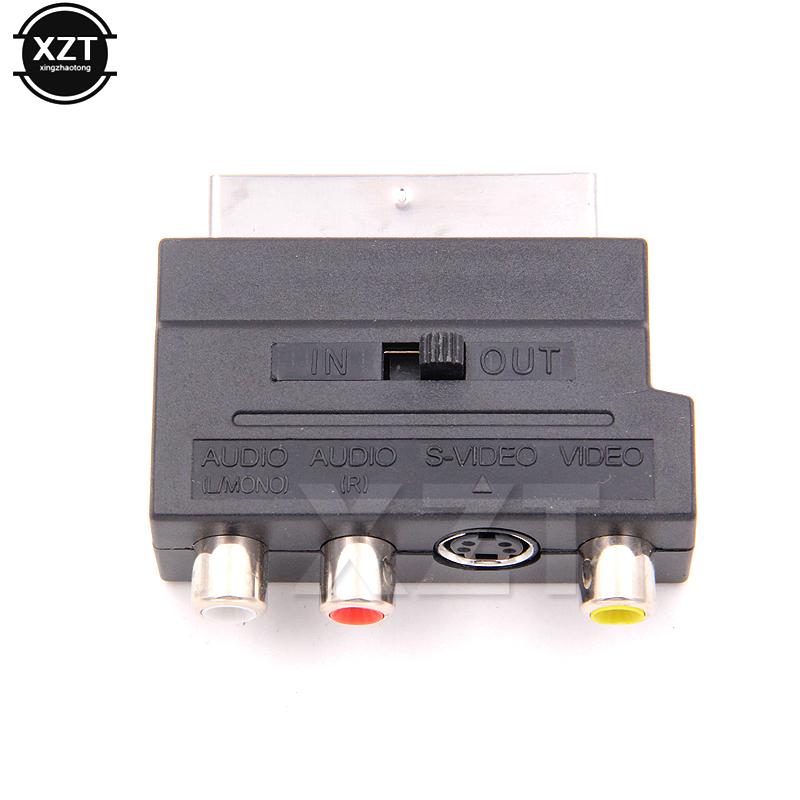 High Quality 21 Pin RGB Scart To 3 RCA S-Video AV TV Adapter RGB Scart to Composite Audio Adapter Connector Television Projector