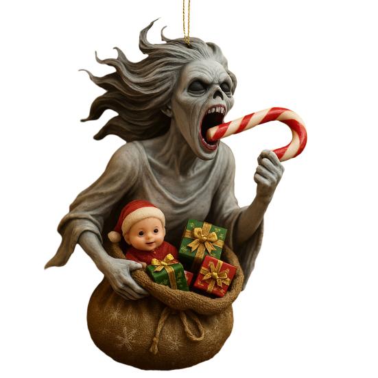 Dark Christmas Ornament 2D Acrylic Headless Santa/Devil Christmas Tree Ornament for Indoor Outdoor Home Party Decor