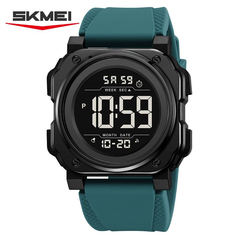 Skmei 2511 Модные цифровые часы для мужчин Силиконовый ремешок Водонепроницаемость Многофункциональность Ночная подсветка Спортивные часы Завод