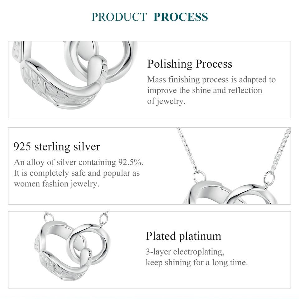 BAMOER стерлингового серебра 925 пробы двойной круг подвеска Mobius цепочка на шею с крыльями ангела для женщин подарок на день рождения изящные ювелирные изделия