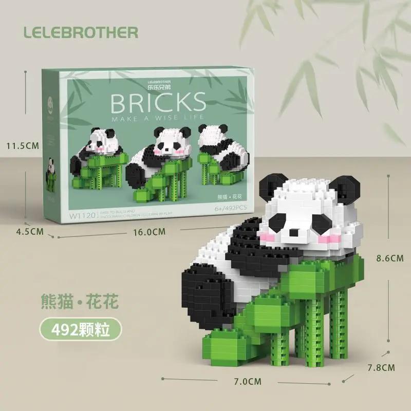 500PCS Creative Cute Mini Panda Building Blocks Micro Bricks Assemble Decoration Toy With Box Birthday Gift for Boys and Girls