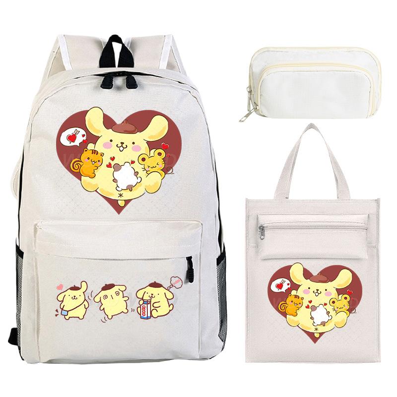 Pudding Dog Cartoon Children'S Schoolbag Three-Piece Set For Primary And Secondary School Students Versatile Backpack Tutoring Bag Pencil Case