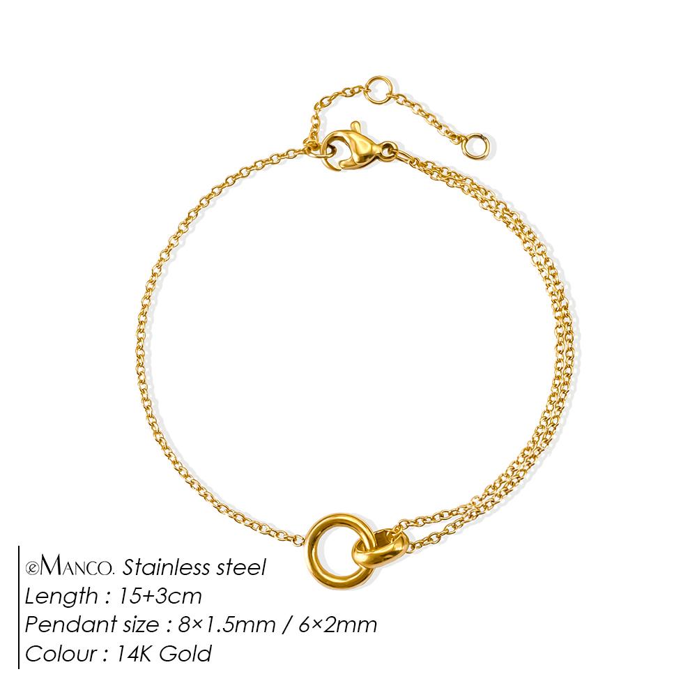 EManco Minimalist Stainless Steel Bracelet O-Chain with Geometric Ring Clasp Suitable for Daily Commute Jewelry