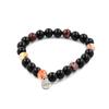 Stones and Minerals. Bracelet Beads Black Agate + Hematoid Quartz from Madagascar 8 Mm. Made In France.
