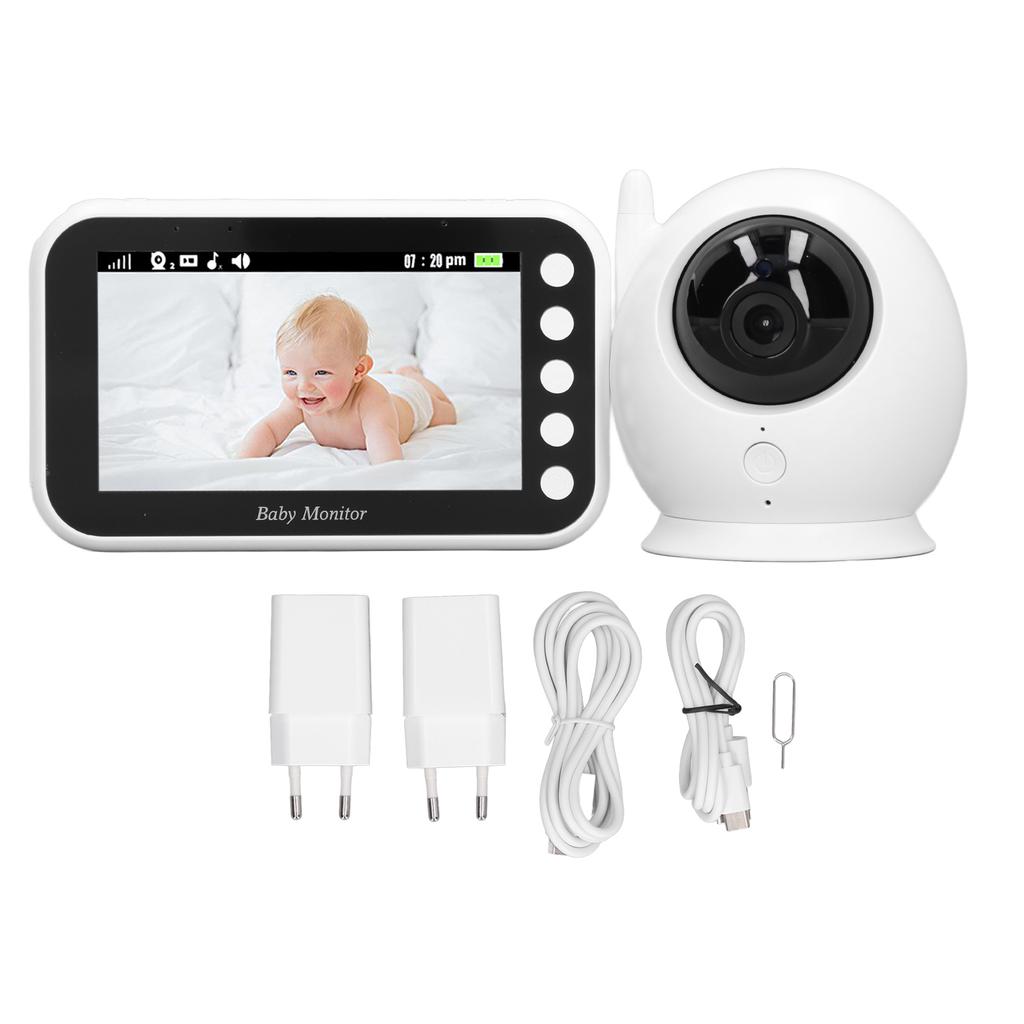 Baby Monitor 360 Degree Rotation 4.3inch LCD Screen 8 Lullabies Infrared Night Vision Two Way Talk
