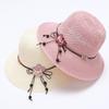 Ladies' Spring/Summer Outdoor Sunscreen Beach Cap Sunshade Flower Bow Straw Hat Foldable Sun Hat