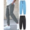 Новые мужские спортивные и повседневные быстросохнущие клетчатые брюки на весну и осень, мужские удобные однотонные повседневные брюки