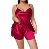 Очень широкий и Большого размера Женский Повседневный и Свободный Комплект для дома, Шорты на бретелях из искусственного шелка, Домашняя одежда, Пижама из ледяного шелка