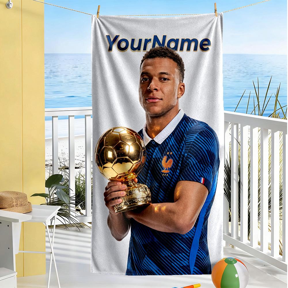 Mbappe Personalized Name Beach Towel Super Soft Microfiber Quickdry Fabric Portable for SwimmingBeachCamping Travel Beach AccessoriesGym