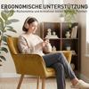 Upholstered Armchair, Accent Chair, Scandi Design, Velvet Look, Up to 120 kg, Rubberwood Legs, Yellow