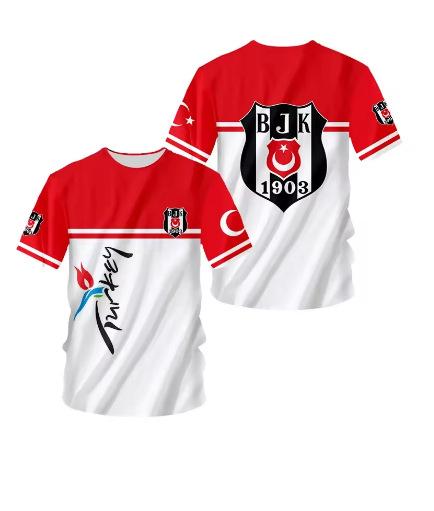 Turkey Besiktas Istanbul Football T-Shirt 3D Printed Summer Y2K Graphic T-Shirt Extra Large
