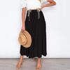 Стильная однотонная повседневная одежда, элегантная женская летняя свободная макси-юбка для отпуска, пляжная юбка