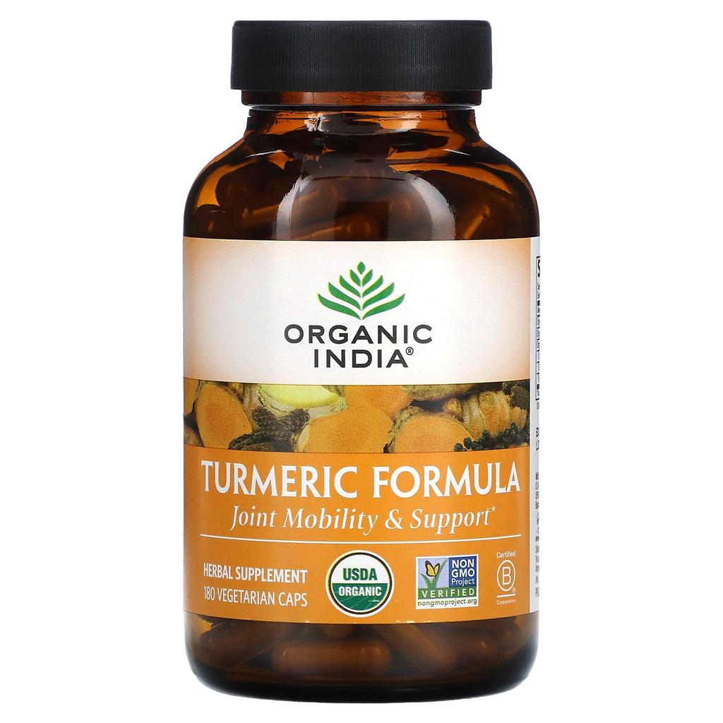 ORGANIC INDIA Turmeric Formula, Joint Mobility & Support, 180 Veggie Capsules