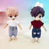Xyrmync OB11 Одежда Однотонная Футболка Рваные Джинсы Obitsu 11 112bjd Кукла 11см Тело Совместимость (красный)