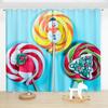 2PCS Cartoon Dessert Lollipop Curtain Pink Candy Curtain for Children Bedroom Living Room Kitchen Blinds Window Curtain Cortinas